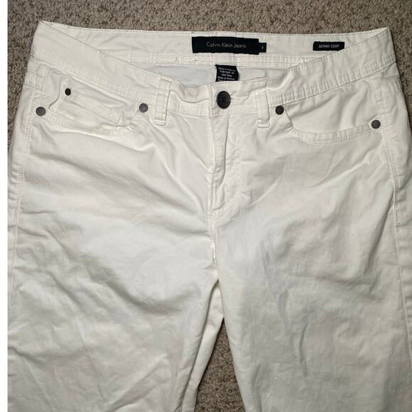Calvin Klein White Skinny Cropped Jeans - Size 8 - Picture 3 of 13